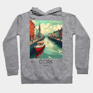 A Vintage Travel Illustration of Cork - Ireland Hoodie